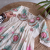 Floral Embroidered V-Neck Cotton A-Line Dress – Breezy Grace Meets Everyday Chic