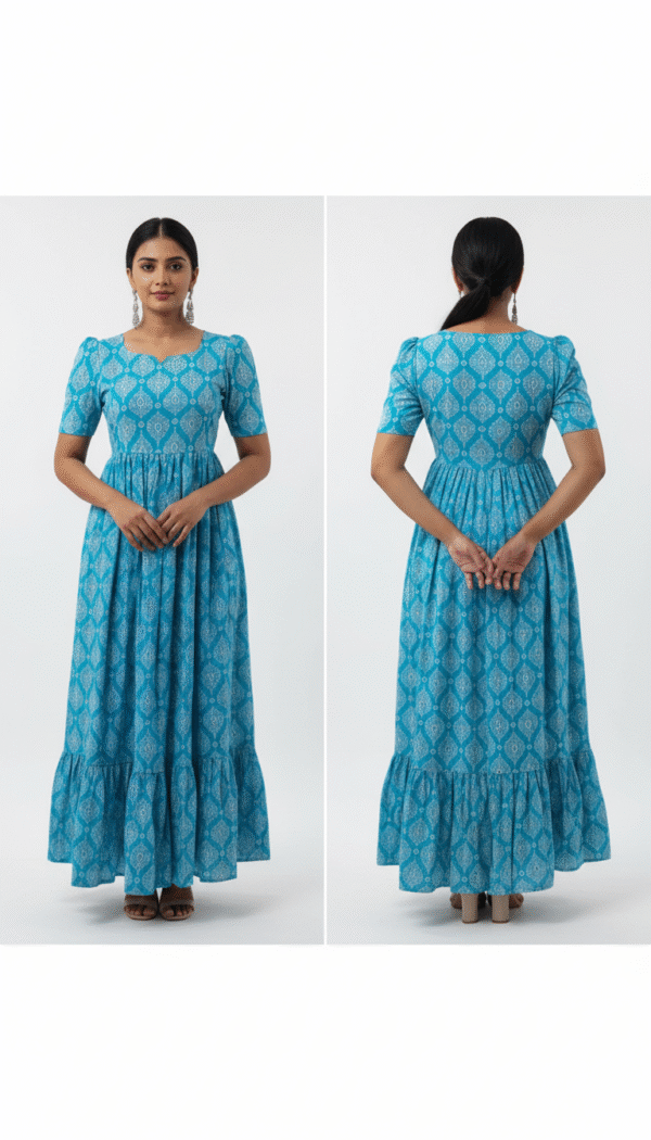 Charming Elegance: Cotton Floral Printed Fit & Flare Midi Dress