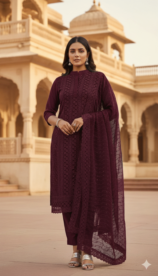 Graceful Elegance – Women’s Suit with Georgette Fabric and Embroidery Work