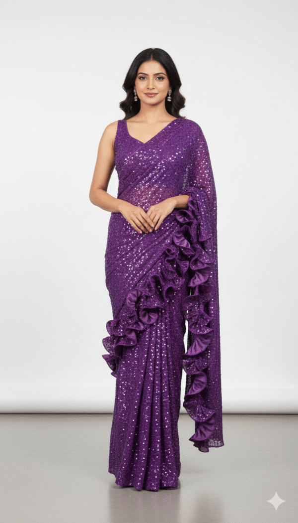 Purple Saree With Baahar-E-Siah Blouse – A Regal Statement of Grace