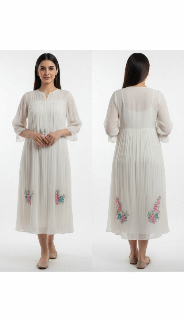 White Flared Dress in Floral Print – Effortless Elegance for Every Occasion