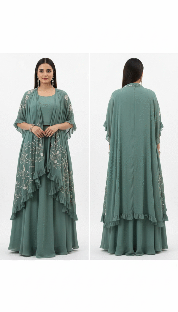 Embroidered Georgette & Crepe Stitched Anarkali Gown – Regal Elegance & Festive Glamour