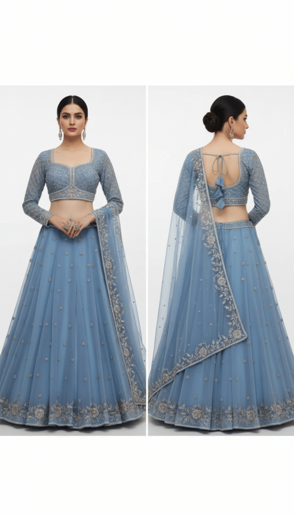 Royal Fox Georgette Semi-Stitched Lehenga Set with Rivet Moti & Sequin Work – Elegant Festive Wear for Women