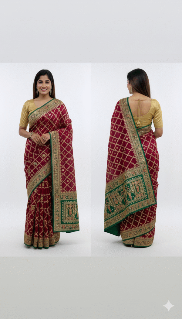 Geometric Print Silk Saree – Modern Elegance Meets Timeless Tradition