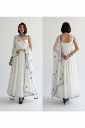 Evil Eye Embroidered Chiffon Suit Set – Mystical Elegance Meets Modern Ethnic Style