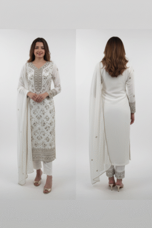 Embroidered Organza Semi-Stitched Dress Material – Elegance Redefined