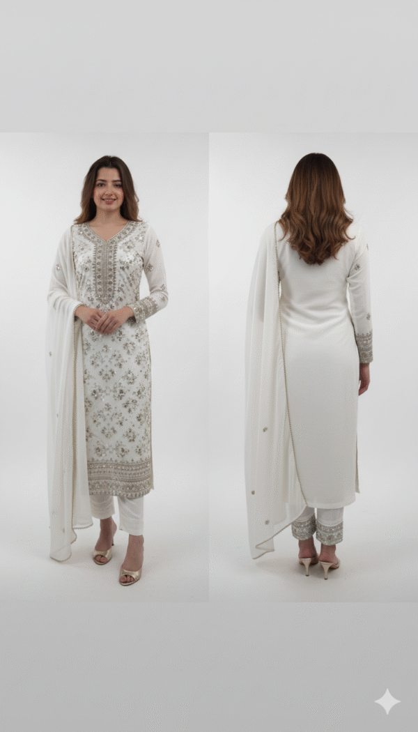 Embroidered Organza Semi-Stitched Dress Material – Elegance Redefined