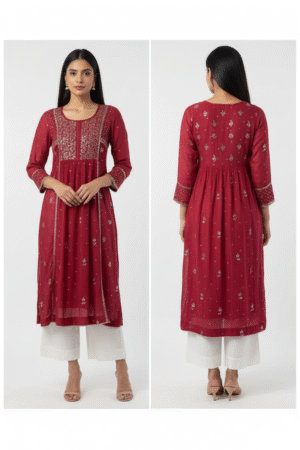 Women’s Embroidered A-Line Kurta – Timeless Elegance Meets Everyday Comfort
