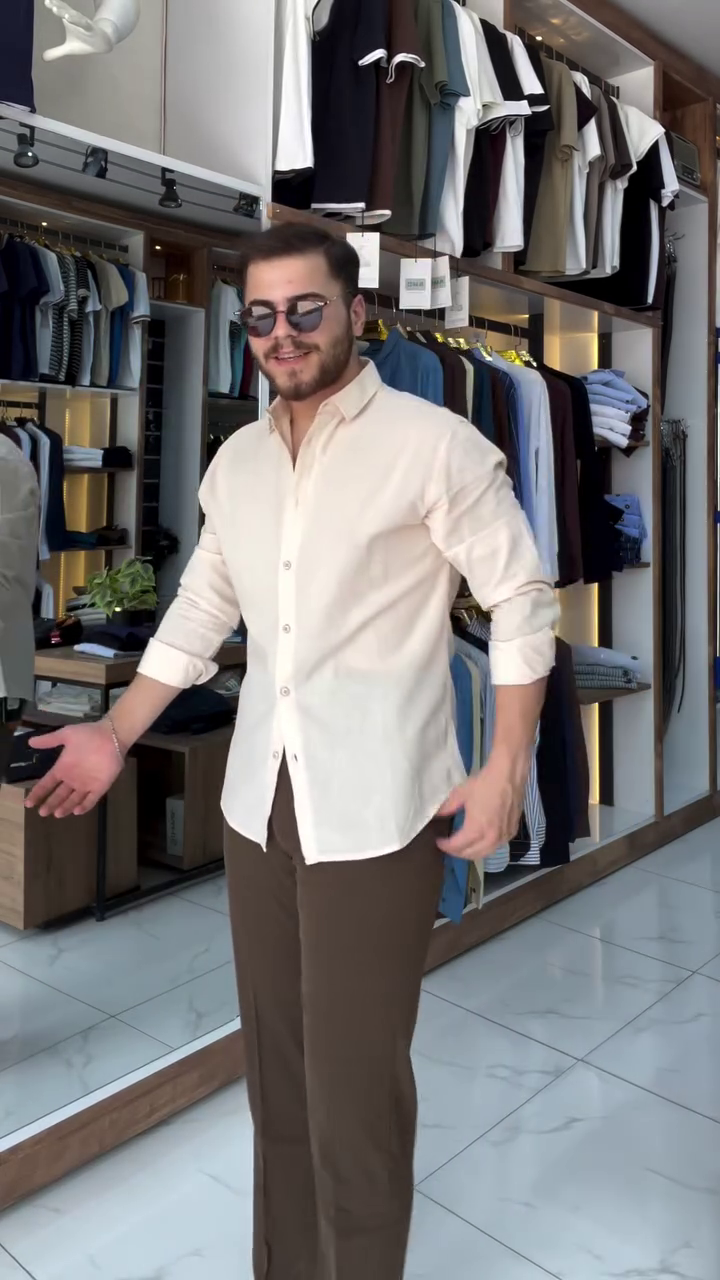 Cutaway Collar Cotton Linen Relaxed Fit Shirt - Image 5