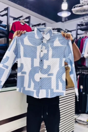 Men Spread Collar Abstract Printed Cotton Casual Shirt