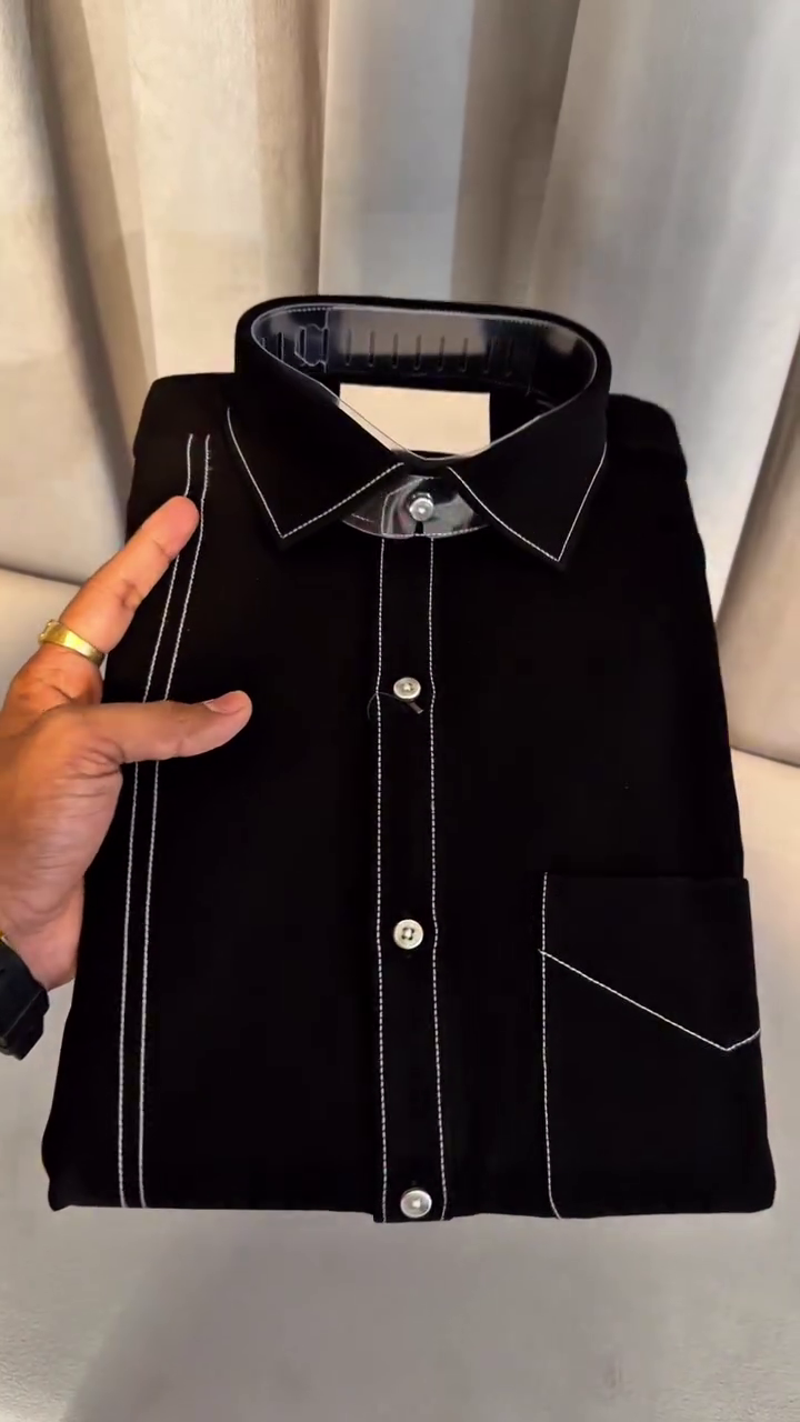Men Black Regular Fit Solid Casual Over Shirt