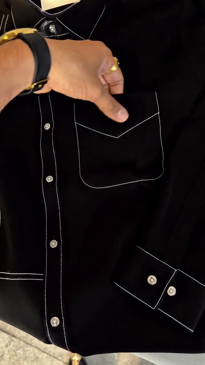Men Black Regular Fit Solid Casual Over Shirt - Image 9