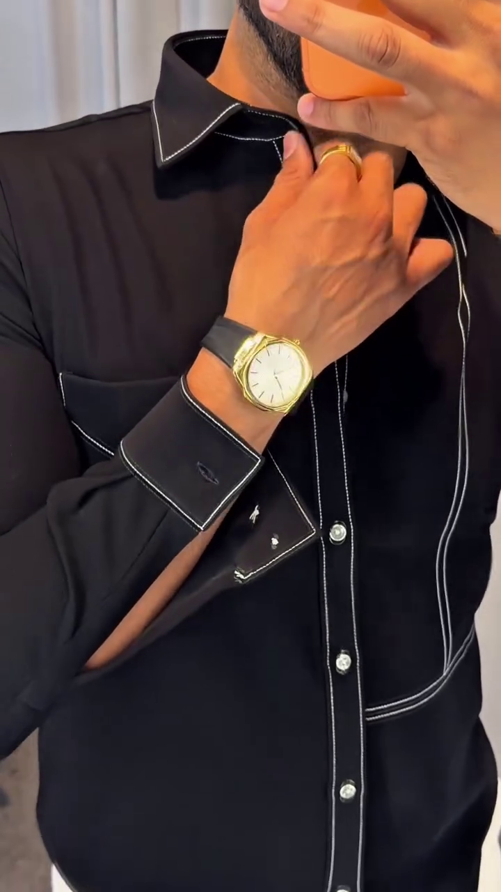 Men Black Regular Fit Solid Casual Over Shirt - Image 6