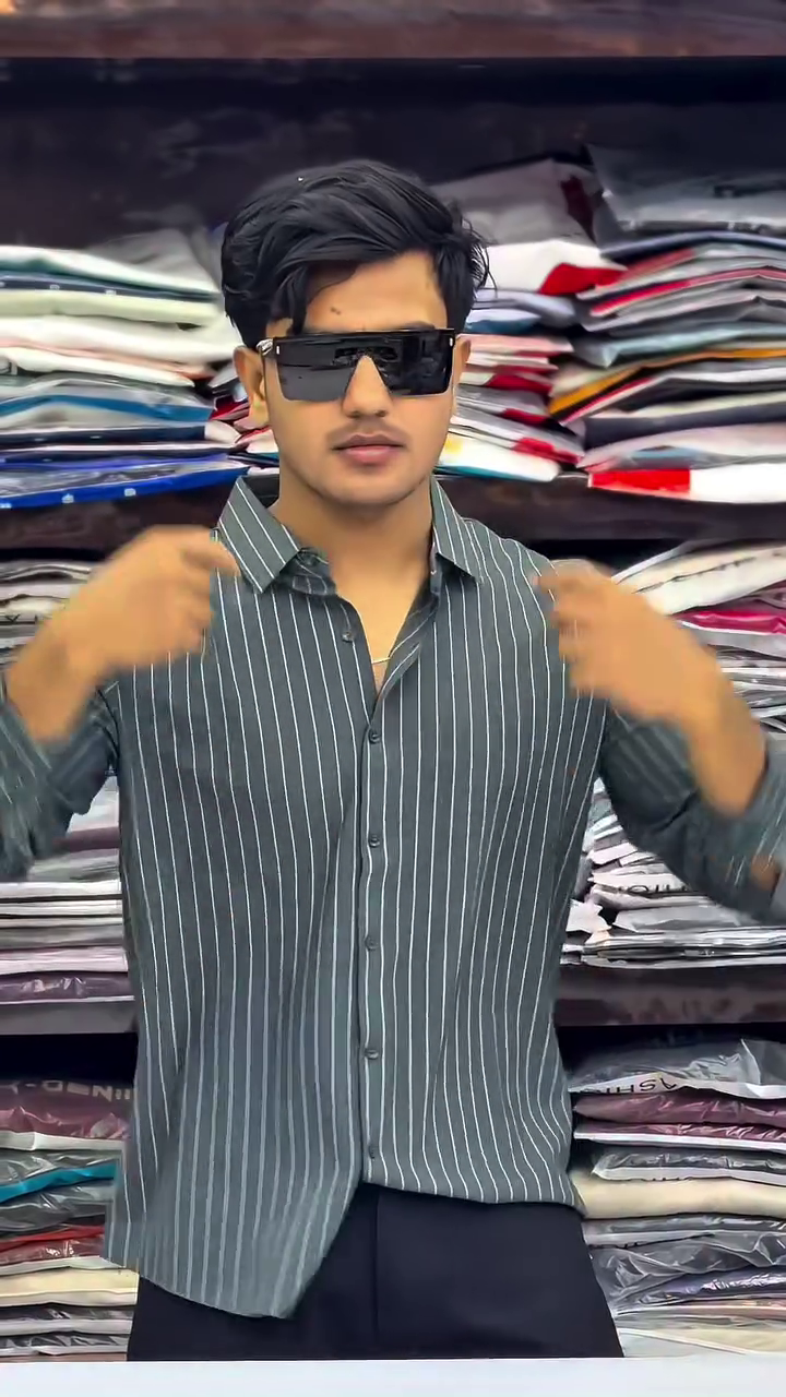 Classic Striped Cotton Spread Collar Curved Formal Shirt