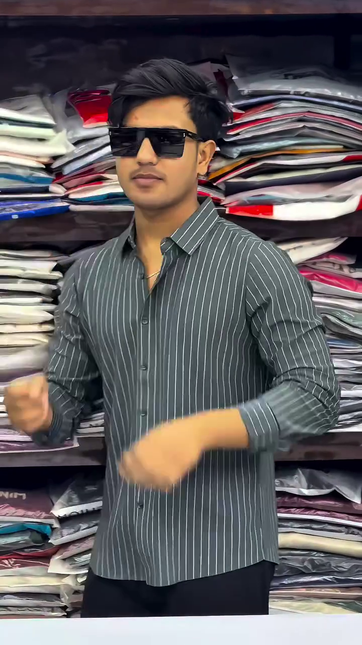 Classic Striped Cotton Spread Collar Curved Formal Shirt - Image 13