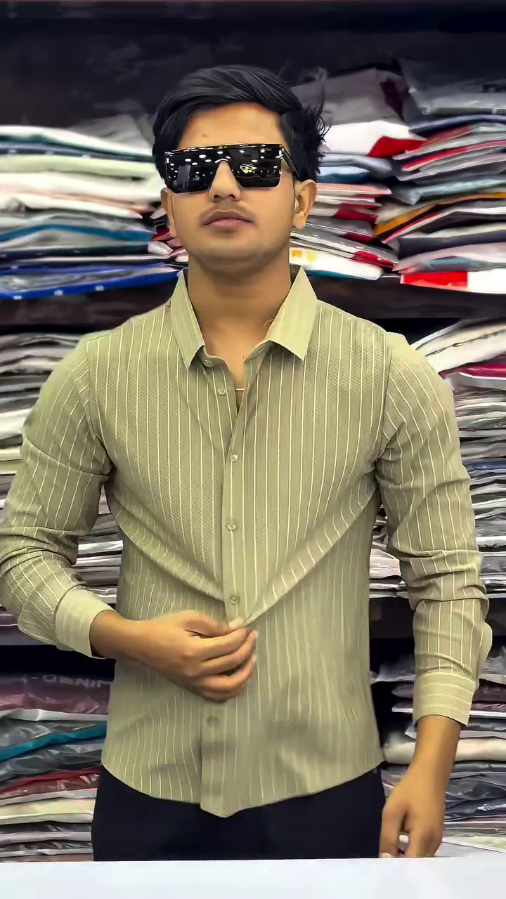 Classic Striped Cotton Spread Collar Curved Formal Shirt - Image 9