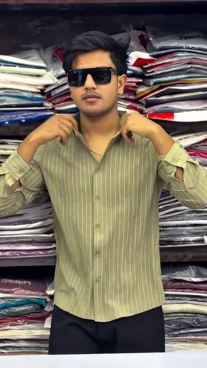 Classic Striped Cotton Spread Collar Curved Formal Shirt - Image 6