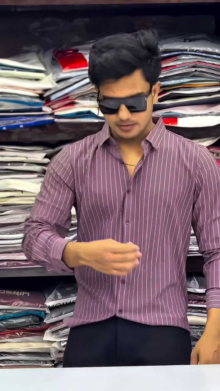 Classic Striped Cotton Spread Collar Curved Formal Shirt - Image 5