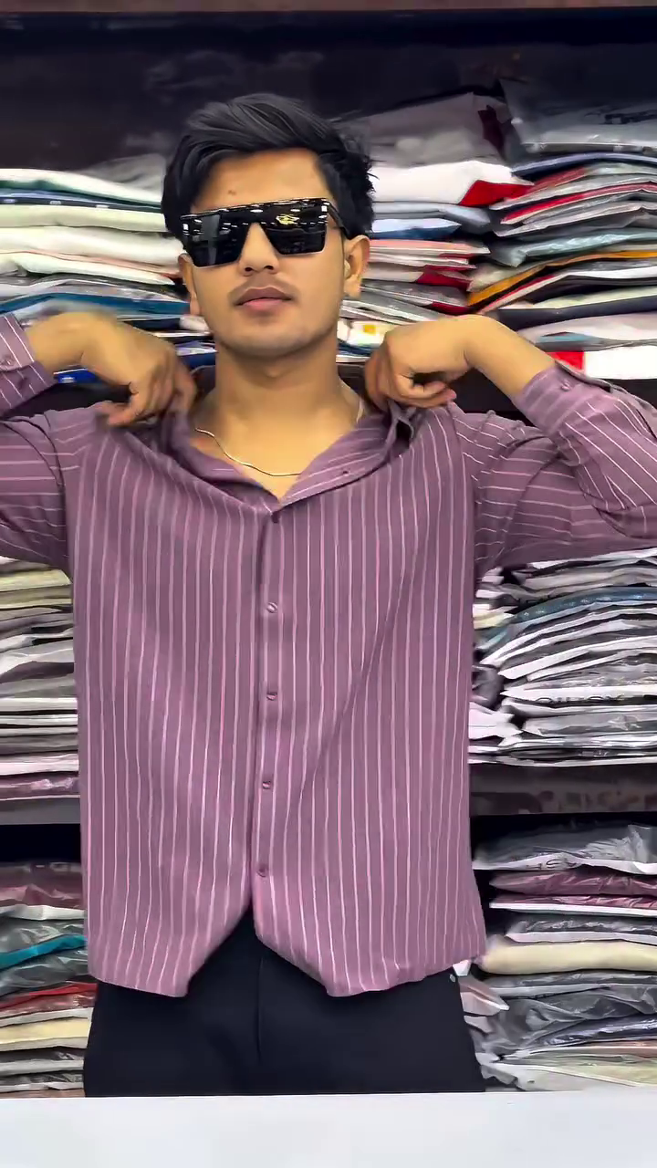 Classic Striped Cotton Spread Collar Curved Formal Shirt - Image 4