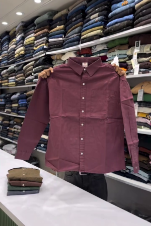 Oxford Weave Button-Down Collar Casual Shirt