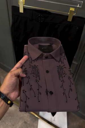 Self Design Pure Cotton Opaque Party Shirt