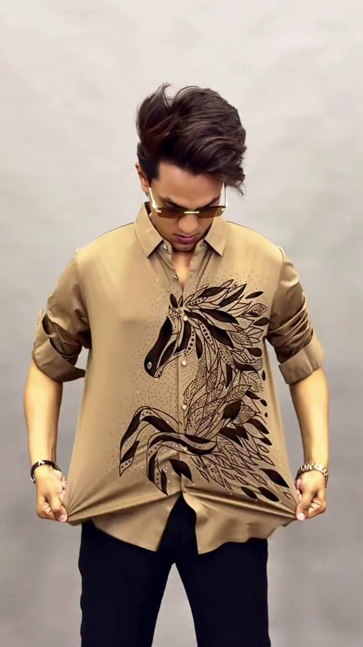 Men Floral Embroidery Casual Shirt