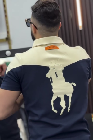 Men Graphic Printed Polo Collar Cotton Slim Fit T-Shirt