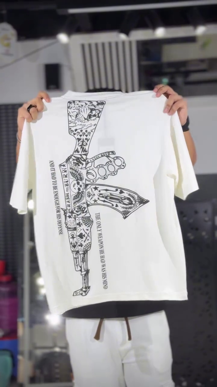 Men Graphic Printed Round Neck Cotton Oversized T-Shirt - Image 7