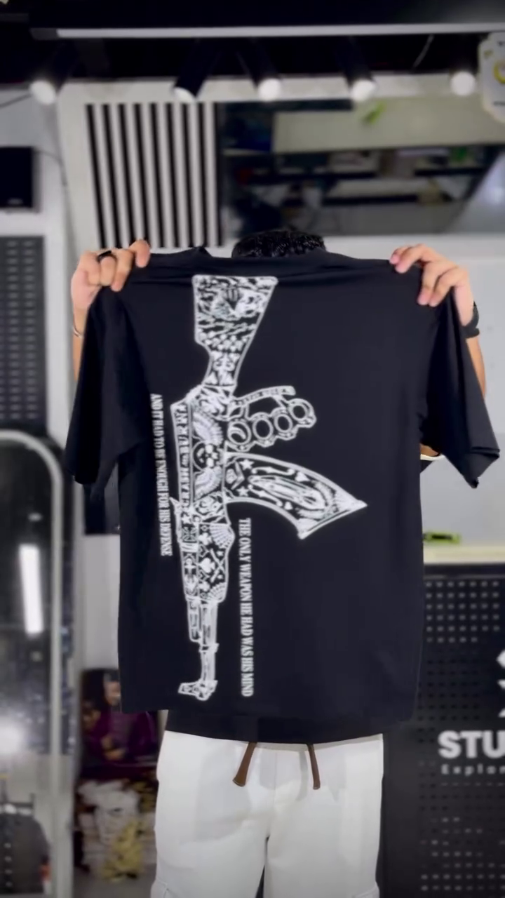 Men Graphic Printed Round Neck Cotton Oversized T-Shirt - Image 3