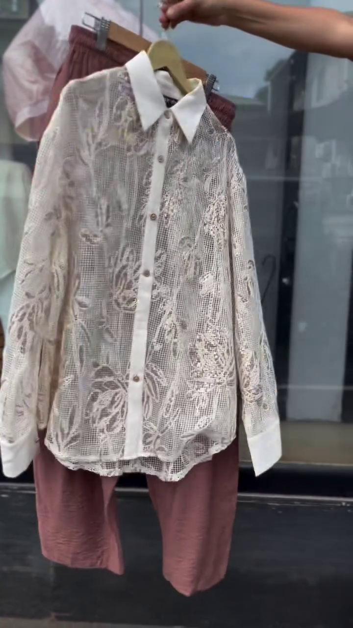 Floral Printed Spread Collar Long Sleeves Sheer Cotton Shirt - Image 6