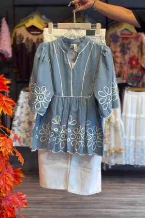 Embroidered A-Line Mini Dress