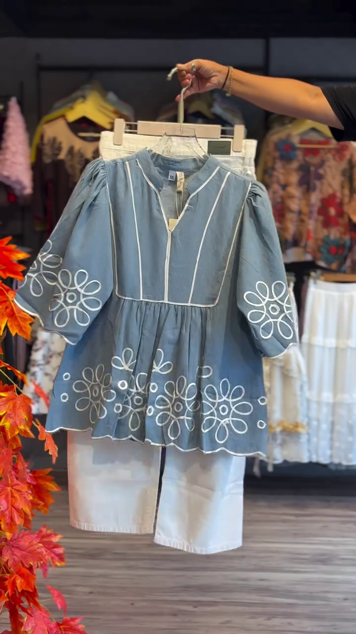 Embroidered A-Line Mini Dress - Image 3