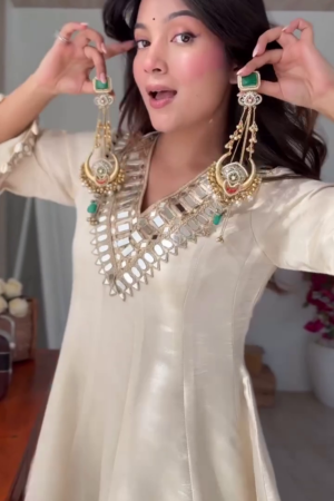 Women Embroidered Regular Mirror Work Kurta with Sharara & With Dupatta