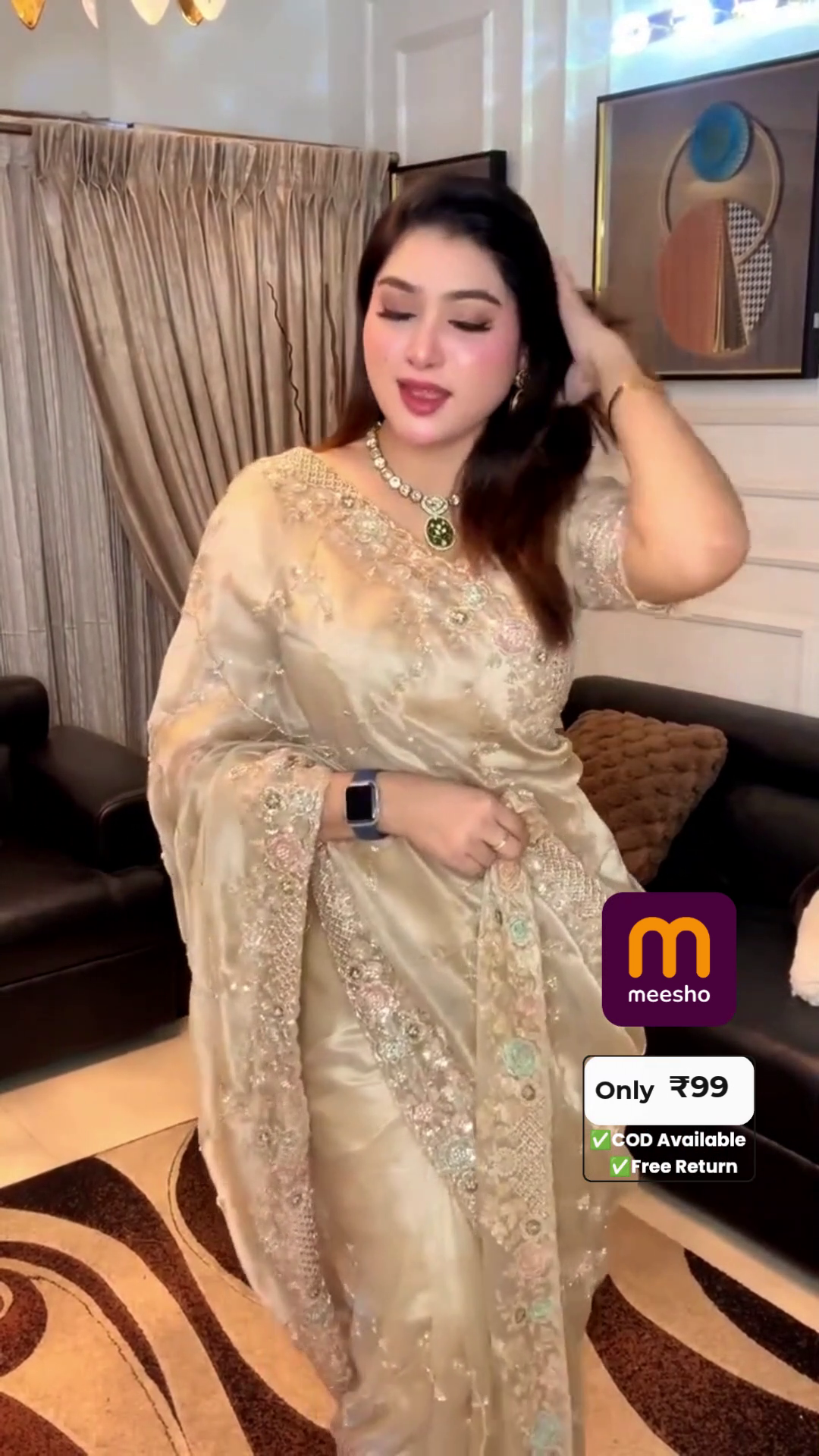 This silk saree with cute work design… - Image 4