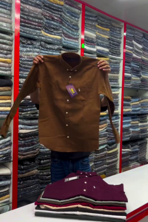Men Button-Down Collar Solid Cotton Casual Shirt