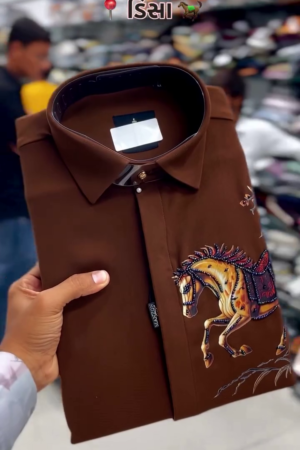 Regular Fit Birds Embroidered Shirt