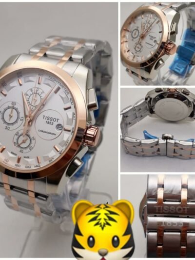 Premium Tissot Gold Bezel Chronograph Men's Watch