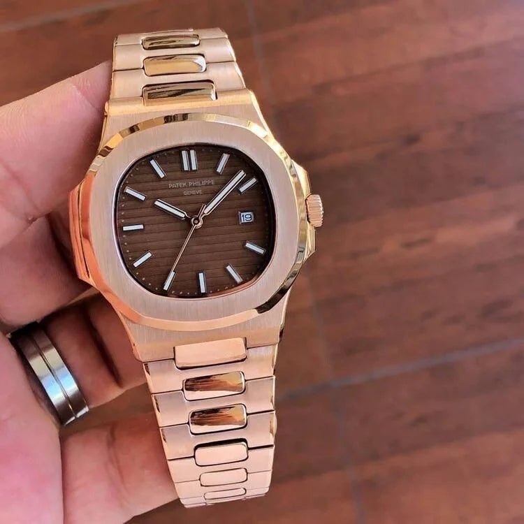 Marvellous Patek Philippe Brown Rose Gold Full Metal Men's Watch - Image 2