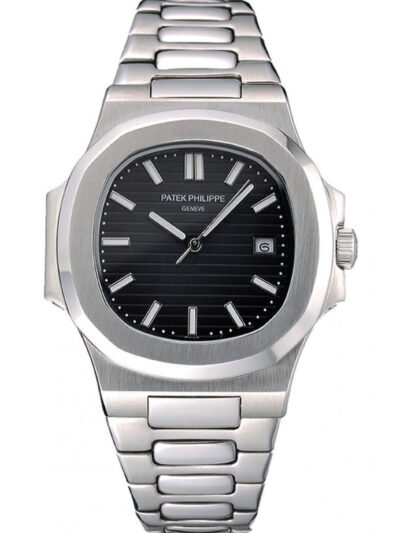 Royal Patek Philippe Black Silver Metal Belt Men's Watch