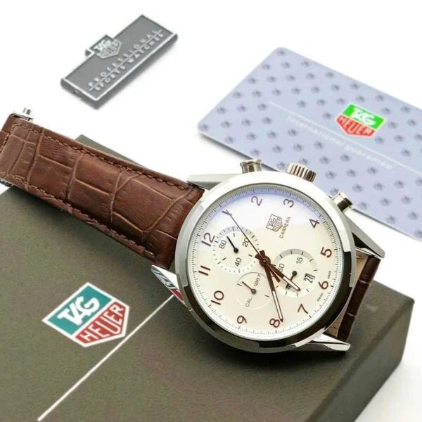 Tagheuer Chronograph Brown Belt Men's Watch - Image 2