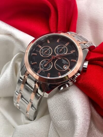 Tissot Swiss Made Gold Bezel Chronograph Men's Watch