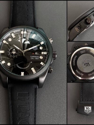 Classy Black Strap Tagheuer Chronograph Men's Watch
