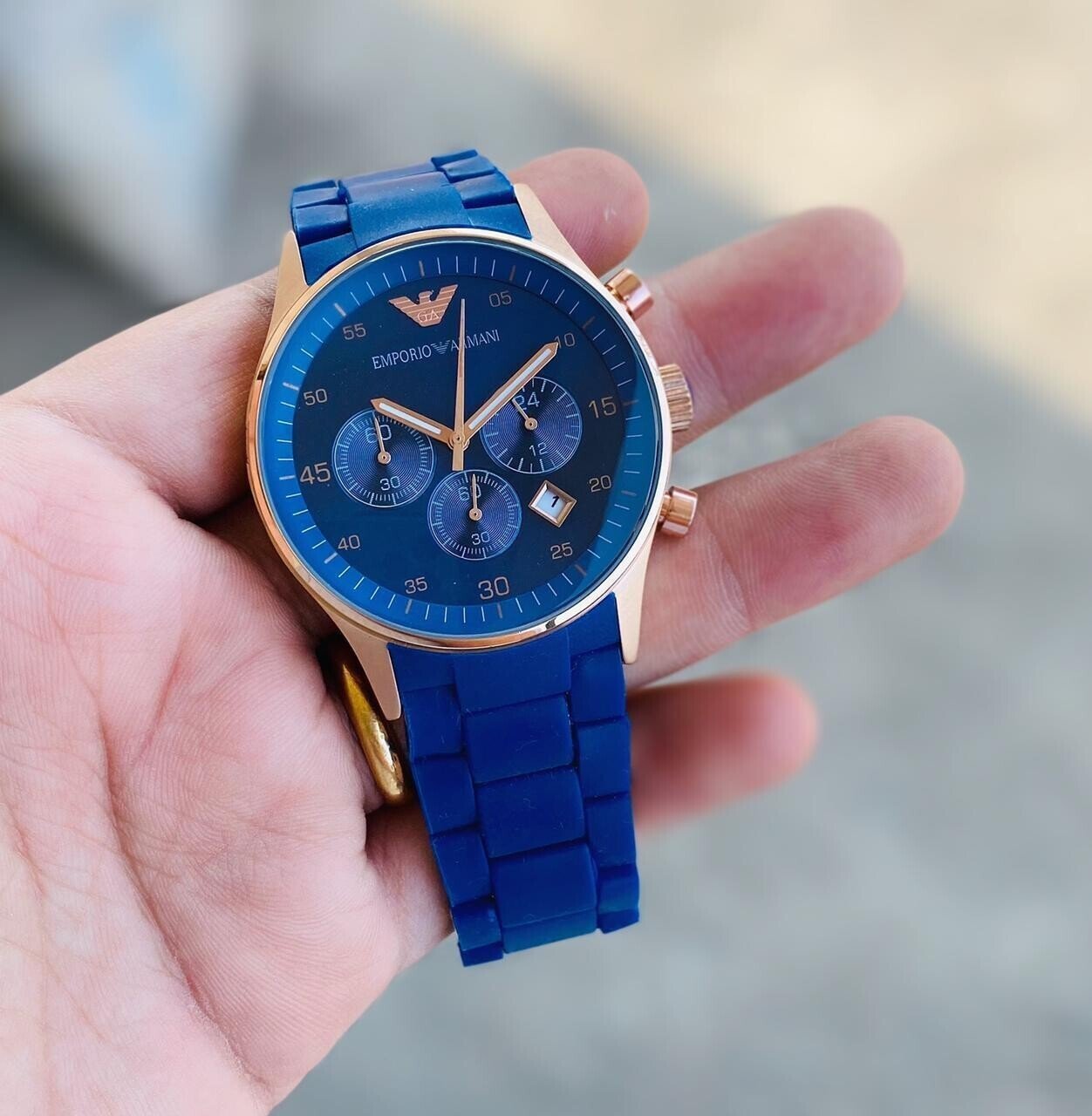 Casual Emporio Armani Chronograph Analog Blue Dial Men's Watch - Image 2