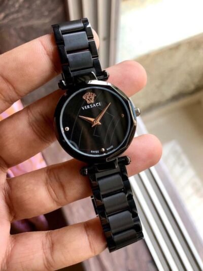Versace Swiss Made Black Metal Belt Women’s Watch