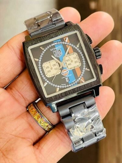 Tag Heuer Monaco Black Metal Strap Chronograph Watch For Men