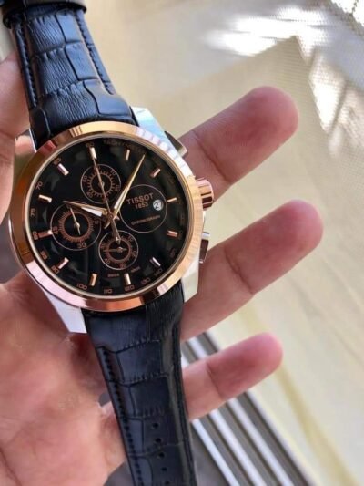 Tissot Full Black Leather Strap Chronograph Men's Watch