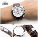 Tissot Brown Leather Strap Silver Bezel Watch For Men