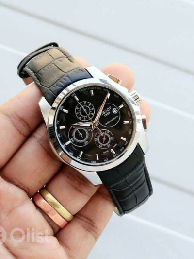 Tissot Silver Bezel Black Strap Automatic Chronograph Men's Watch