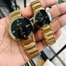 Round Luxury Premium Rado Gold Black Couple Watch