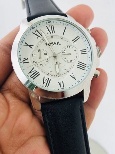Fossil White Dial Chronograph Leather Belt Analog Men's Watch